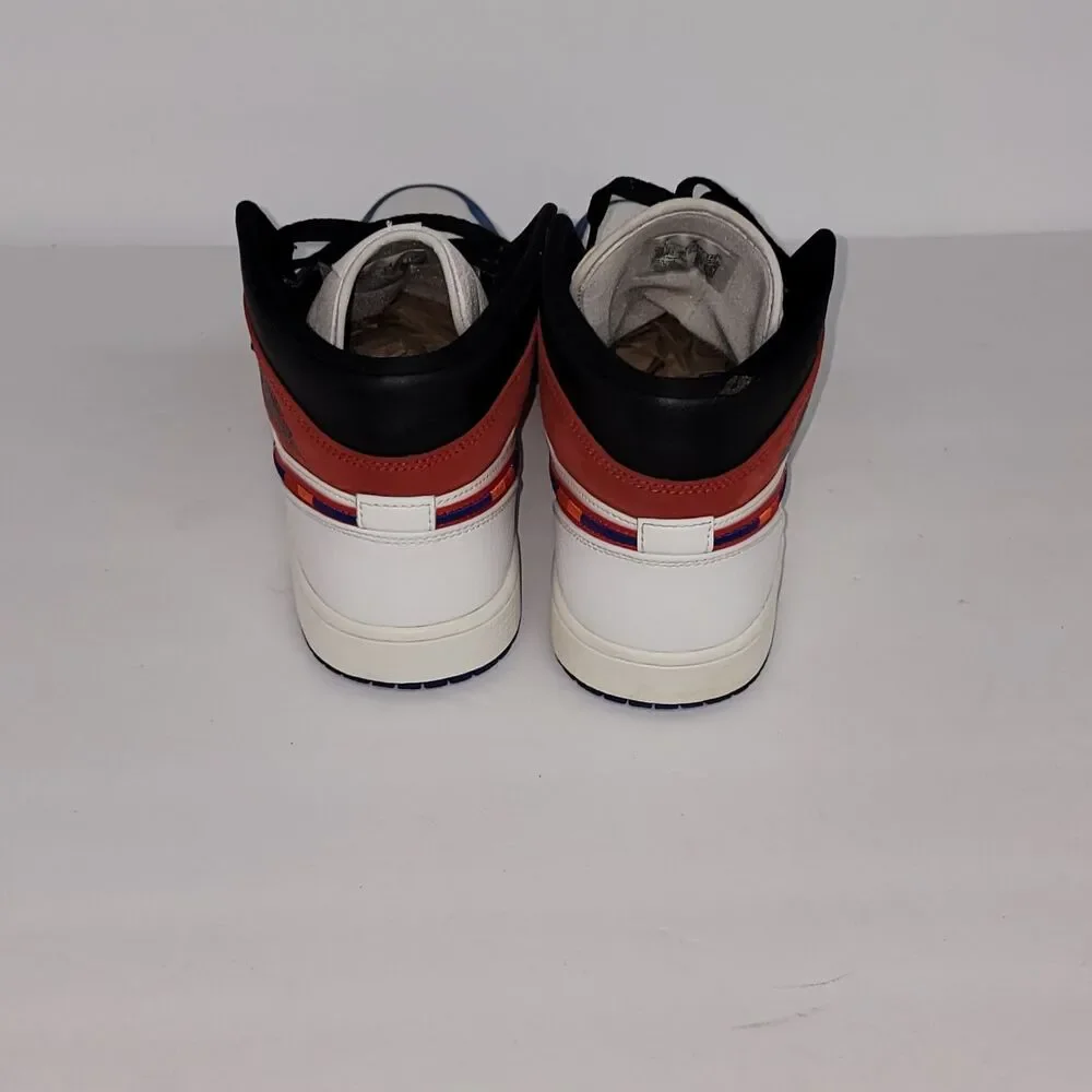 Nike Air Jordan 1 Mid SE Multicolored Swoosh Red Blue White Men's size 9